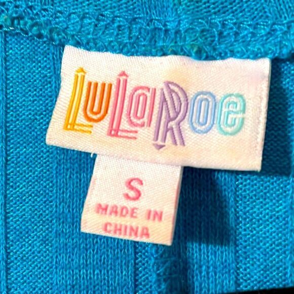 LuLaRoe solid aqua blue textured rib knit hi lo Lindsey kimono size S - Picture 6 of 8